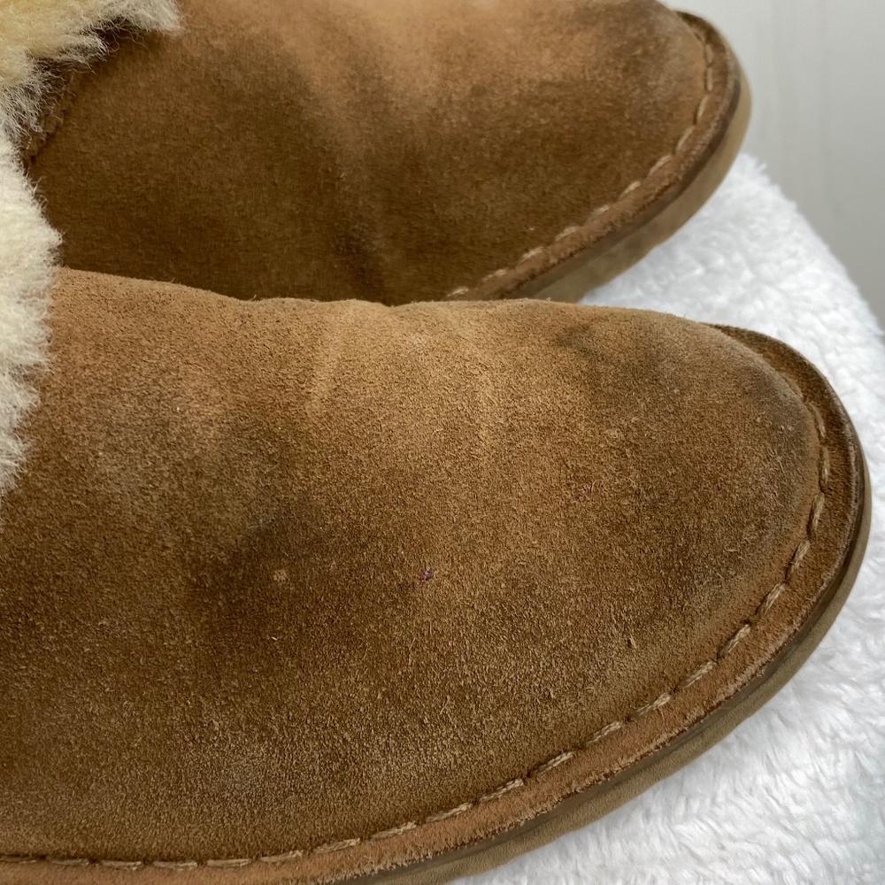 UGG Zariyah Boots Bootie Womens 6 Fold Down Shearling Suede Tan Brown - Picture 8 of 11